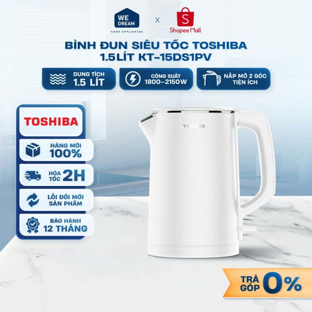 KT-15DS1PV - Bình Đun Siêu Tốc Toshiba 1.5 Lít KT-15DS1PV - Hàng Chính Hãng, Mới 100% - Ảnh 2