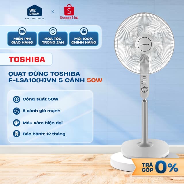 F-LSA10(H)VN - Quạt Đứng Toshiba 5 Cánh Màu Xám F-LSA10(H)VN 50W - Hàng Chính Hãng, Mới 100% - Ảnh 2