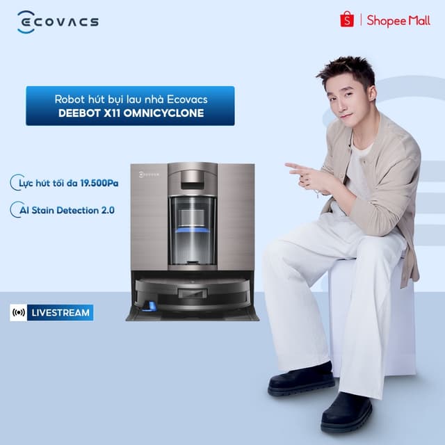 [Live Duy Thẩm 20.11] Robot hút bụi lau nhà Ecovacs DEEBOT X11 OmniCyclone - Lực hút tối đa 19.500Pa - BH chính hãng - Ảnh 6