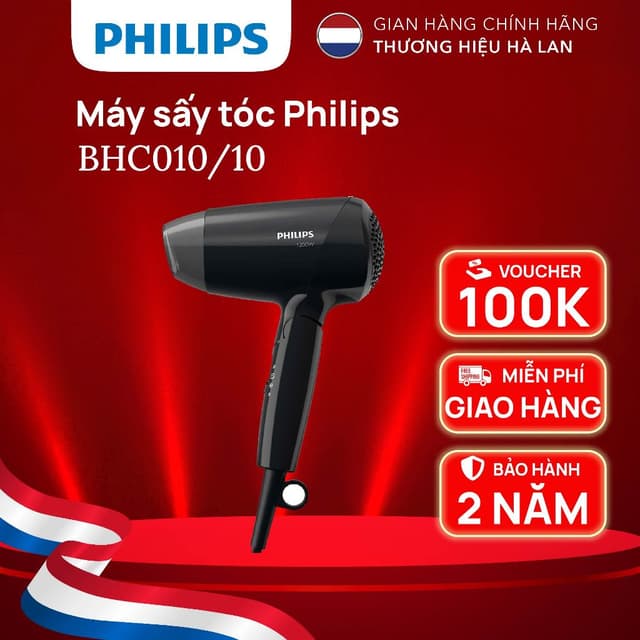 Máy Sấy Tóc PHILIPS BHC010/10, Công Suất 1200 W, Thiết Kế Gấp Gọn, Bảo Hành Chính Hãng 24 Tháng - Ảnh 10