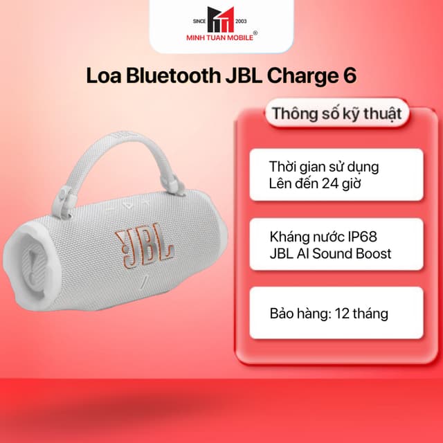 Loa Bluetooth JBL Charge 6 Công Suất 45W Pin 28 Giờ Chống Nước IP68 - Ảnh 9