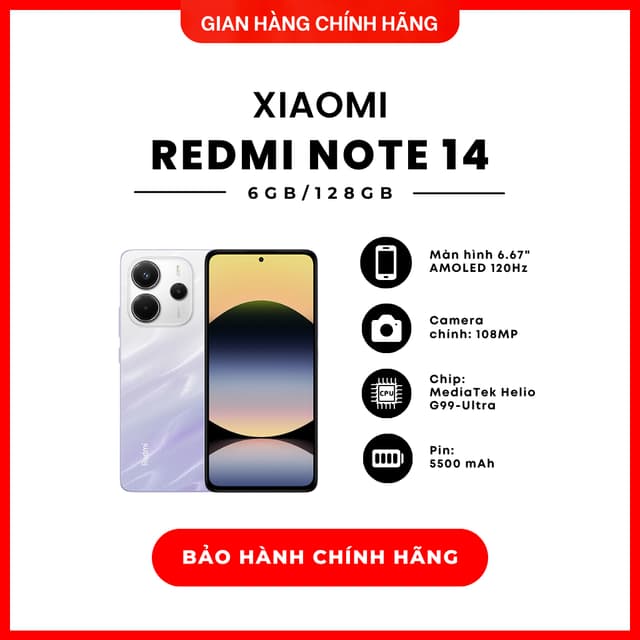 Điện thoại Xiaomi Redmi Note 14 6GB/128GB - Hàng Chính Hãng - Ảnh 1