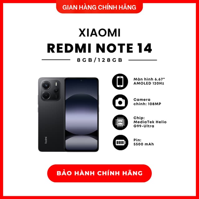 Điện thoại Xiaomi Redmi Note 14 8GB/256GB - Hàng Chính Hãng - Ảnh 2