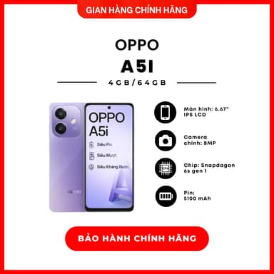 So sánh giá Điện thoại Oppo A5I 4GB/64GB - Hàng Chính Hãng rẻ nhất?