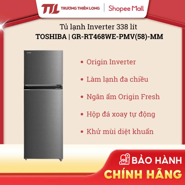 GR-RT468WE-PMV(58)-MM - Tủ Lạnh Toshiba Inverter 338 Lít [TOÀN QUỐC] - Ảnh 1