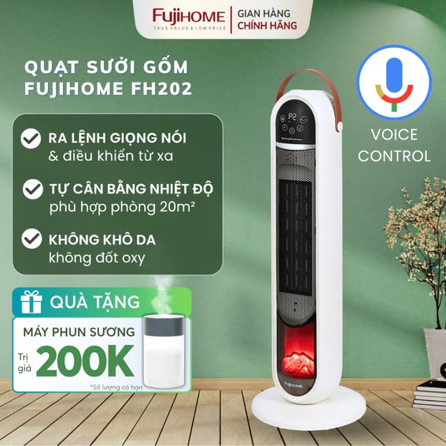 Quạt Sưởi Gốm Thông Minh FUJIHOME FH202 điều khiển giọng nói - Ảnh 8
