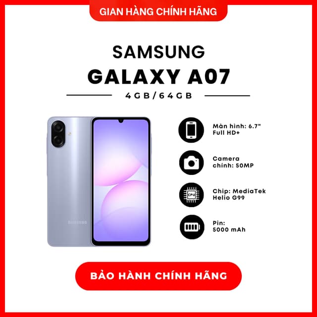 Điện thoại Samsung Galaxy A07 4GB/64GB - Hàng Chính Hãng - Ảnh 2