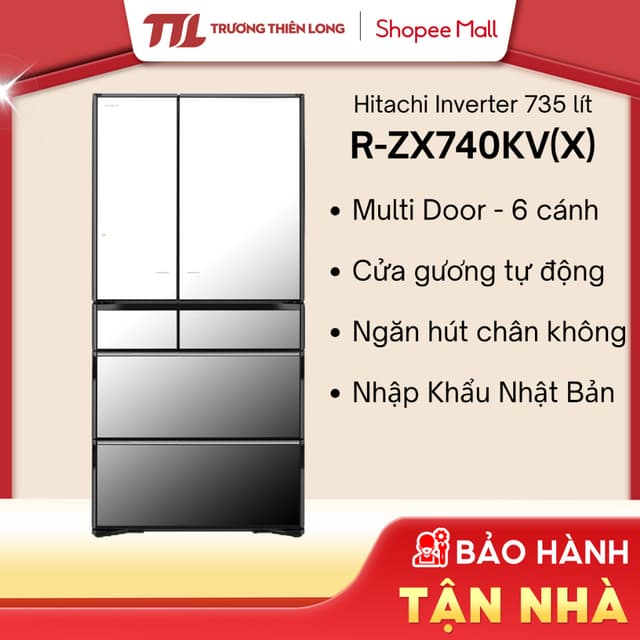 R-ZX740KV(X) - Tủ lạnh Hitachi Inverter 735 lít Multi Door R-ZX740KV X [FREESHIP HCM] - Ảnh 1
