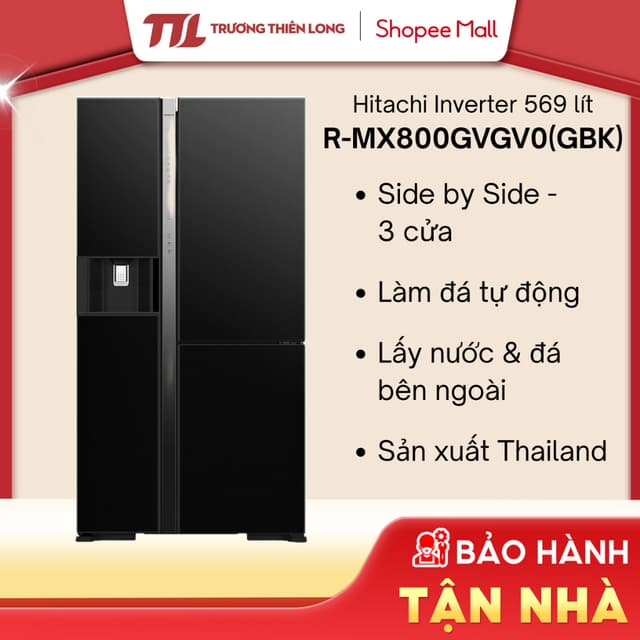 R-MX800GVGV0(GBK) - Tủ lạnh Side by Side Hitachi Inverter 569 Lít R-MX800GVGV0 (GBK) [FREESHIP HCM] - Ảnh 1