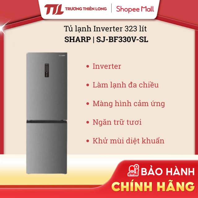 SJ-BF330V-SL - Tủ lạnh Sharp 323 Lít SJ-BF330V-SL 2 cửa Inverter - Ảnh 4