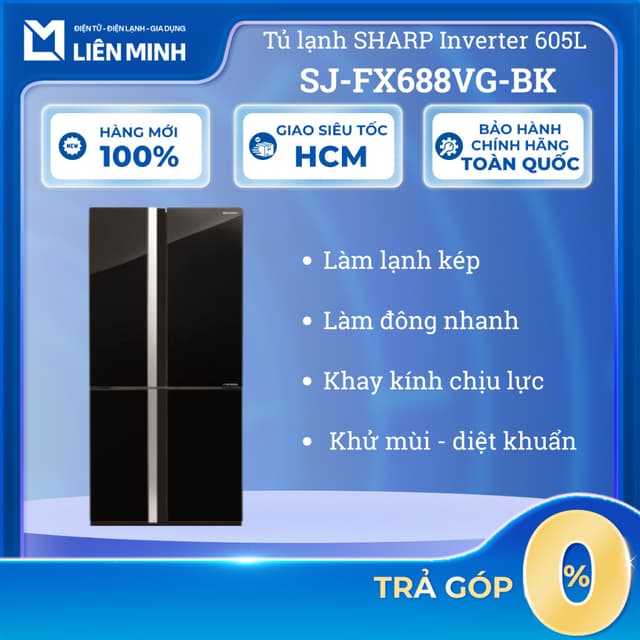 SJ-FX688VG-BK - Tủ lạnh Sharp Inverter 605 lít Multi Door SJ-FX688VG-BK - Ảnh 3