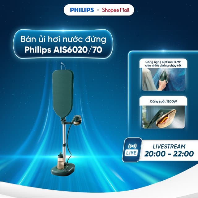 Bàn ủi hơi nước đứng Philips AIS6020/70 - Công suất 1800W  - Dung tích bình nước 1100ml - Hơi phun liên tục 45g/phút - Ảnh 10