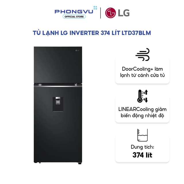 Tủ lạnh LG Inverter 374 lít LTD37BLM - Ngăn lấy nước ngoài, Tiết kiệm điện - Bảo hành 24 tháng - Ảnh 6