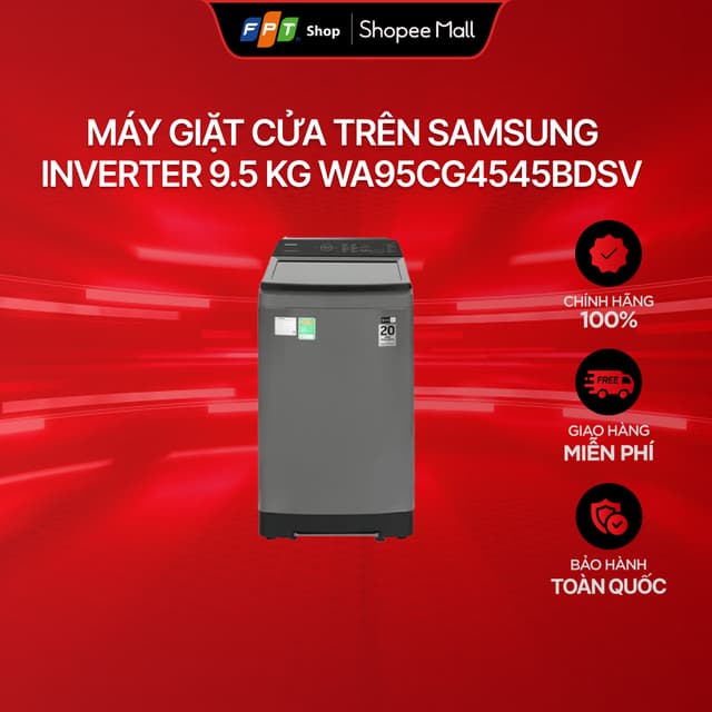 [Chỉ GH tận nơi] Máy giặt cửa trên Samsung Ecobubble Inverter 9.5 kg WA95CG4545BDSV - Ảnh 2