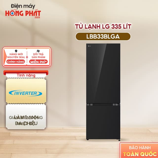 Tủ Lạnh LG Inverter 335 Lít LBB33BLGA - Ngăn Đá Dưới, Màu Đen Gương - Ảnh 12