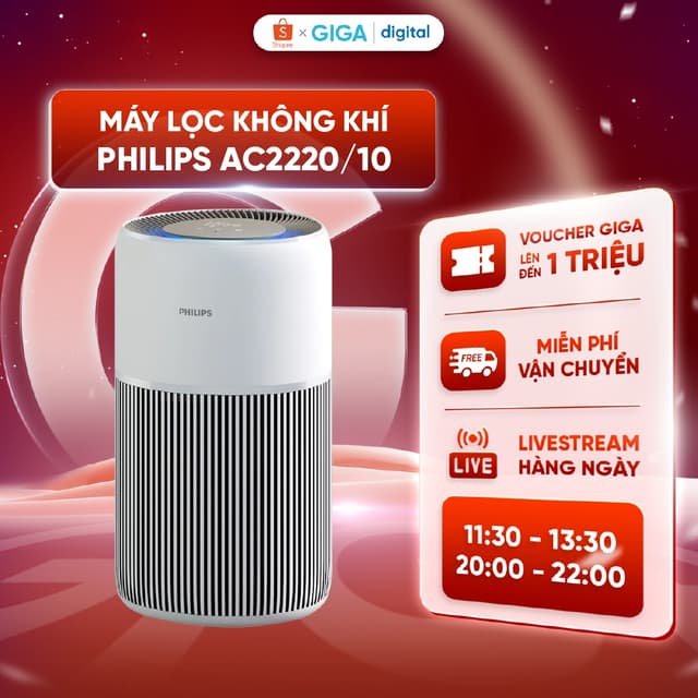 Máy lọc không khí Philips AC2220/10 - Công suất 28W - CADR 420m³/h - Phạm vi lọc 109m² - Bộ lọc HEPA 3 lớp - BH 2 năm - Ảnh 11