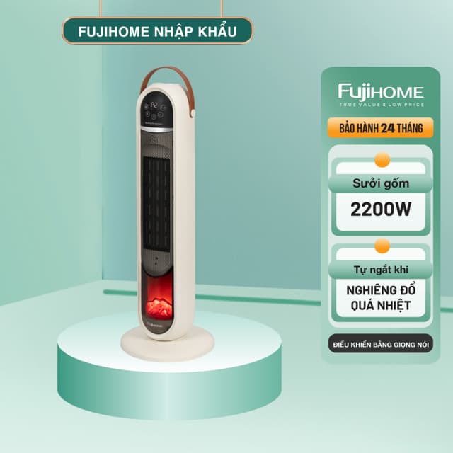 Quạt Sưởi Gốm Fujihome FH202 – Có Remote, Điều Khiển Giọng Nói, Hẹn Giờ 24h - Ảnh 8