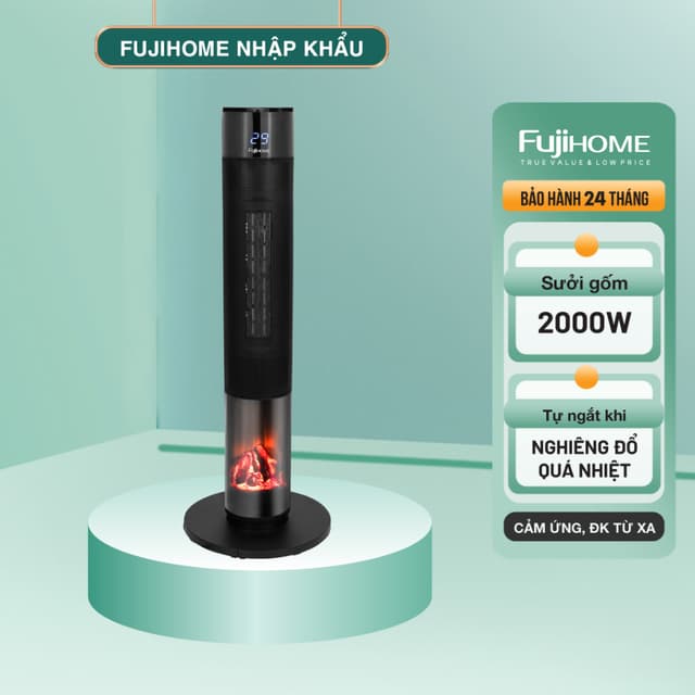 Quạt Sưởi Gốm Đen Fujihome FH1950 – Sưởi Ấm Hiện Đại, Cảm Ứng Thông Minh - Ảnh 5