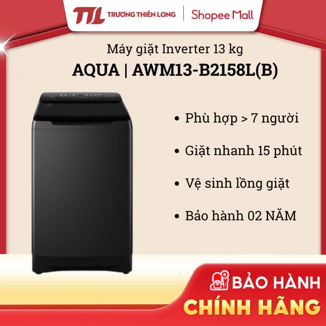 Máy Giặt AQUA Inverter 13 Kg AWM13-B2158L(B) - Ảnh 2