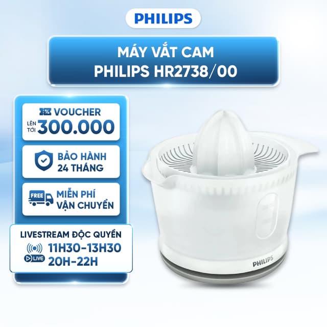Máy vắt cam Philips HR2738/00 0.5L 25W - Chức năng vắt cam, bưởi, chanh - Ảnh 4