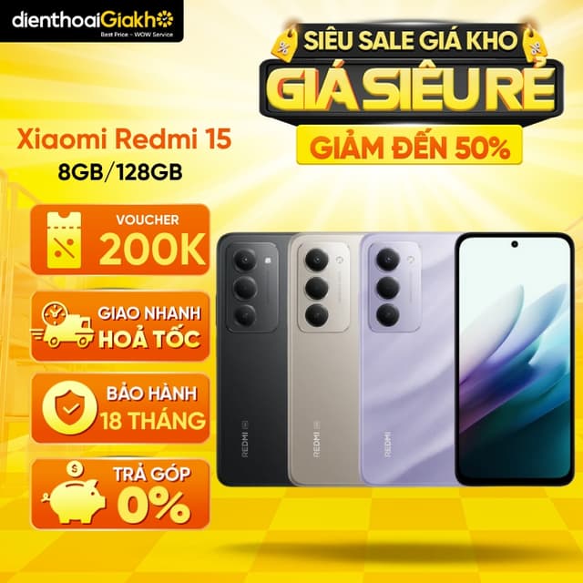 Điện Thoại Xiaomi Redmi 15 (8GB/128GB), Hàng Chính Hãng | Màn 6.9", Pin 7000mAh, Sạc Nhanh 33W - Ảnh 4