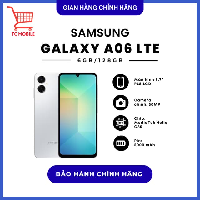 Điên thoaih Samsung Galaxy A06 LTE 6GB/128GB - Hàng Chính Hãng - Ảnh 1