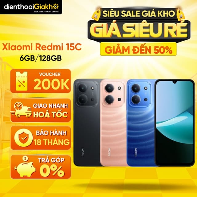 Điện Thoại Xiaomi Redmi 15C (6GB/128GB), Hàng Chính Hãng | Màn 6.9" LCD, Pin 6000mAh, Sạc Nhanh 33W - Ảnh 12