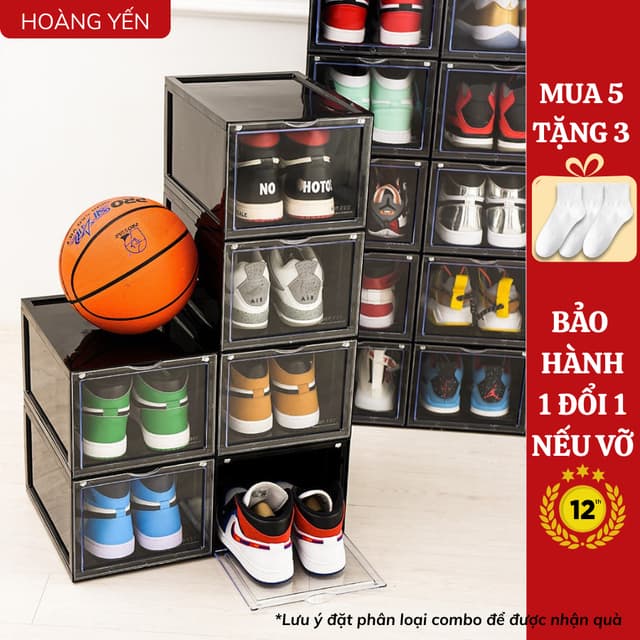 Hộp Đựng Giày Nhựa Cứng Cao Cấp Size Lớn, Box Đựng Giày, Hộp Để Giày Dép Nam Châm Lắp Ráp Tiện Lợi ( Loại Xịn ) - Ảnh 4