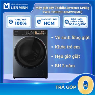 So sánh giá Máy Giặt Sấy Toshiba Inverter Giặt 13 kg - Sấy 8 Kg TWD-T25BZP140MWV(MG) [SHIP 0Đ HCM] rẻ nhất?
