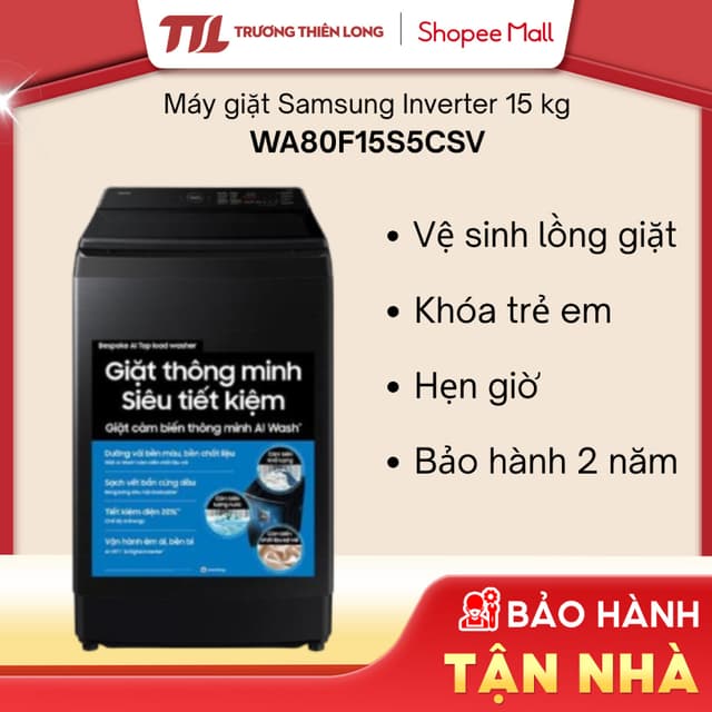 WA80F15S5CSV - Máy Giặt Samsung Inverter 15 Kg WA80F15S5CSV [FREESHIP HCM] - Ảnh 3
