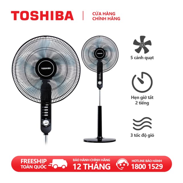 Quạt Đứng Toshiba 5 cánh F-LSA10(W-K)VN, 50W - 3 Mức Gió, Hàng Chính Hãng - Ảnh 12