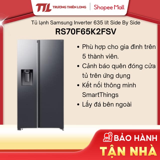 RS70F65K2FSV - Tủ Lạnh Samsung Inverter 635 Lít Side By Side RS70F65K2FSV [FREESHIP HCM] - Ảnh 2