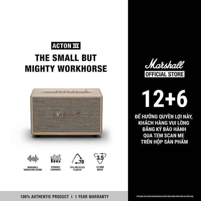 Loa Marshall Bluetooth ACTON III Homeline - Bảo Hành Chính Hãng ASH 1 Đổi 1 Trong 1 Năm - LS - Ảnh 2