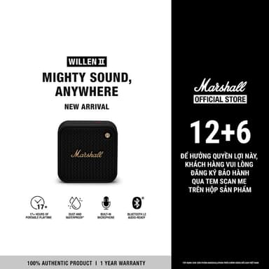 So sánh giá Loa Marshall Bluetooth Willen II - Pin lên đến 17h - Bảo Hành Chính Hãng 1 Đổi 1 Trong 1 Năm - LS rẻ nhất?