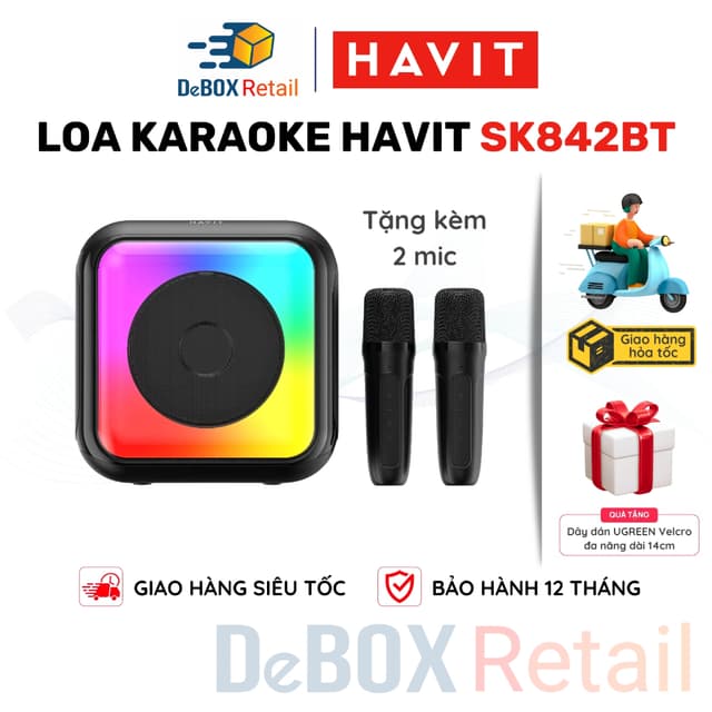 Loa Karaoke Di Động Không Dây Havit SK842BT Công Suất 15W | Bluetooth 5.4 | Tặng Kèm 2 Mic | Bảo Hành 12 Tháng - Ảnh 3