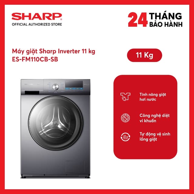 [MODEL 2026][Shopee - Lắp đặt 0Đ HN HCM] Máy giặt Sharp Inverter 11 kg ES-FM110CB-SB - Shopee Giao toàn quốc+chỉ lắp nội - Ảnh 9