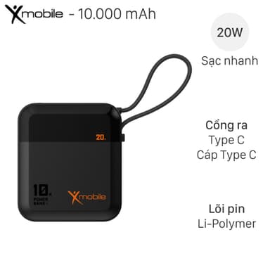 So sánh giá [SHIP HỎA TỐC] Pin sạc dự phòng Polymer 10000mAh Type C PD 20W Xmobile DS2254A kèm Cáp Type C Chính Hãng rẻ nhất?