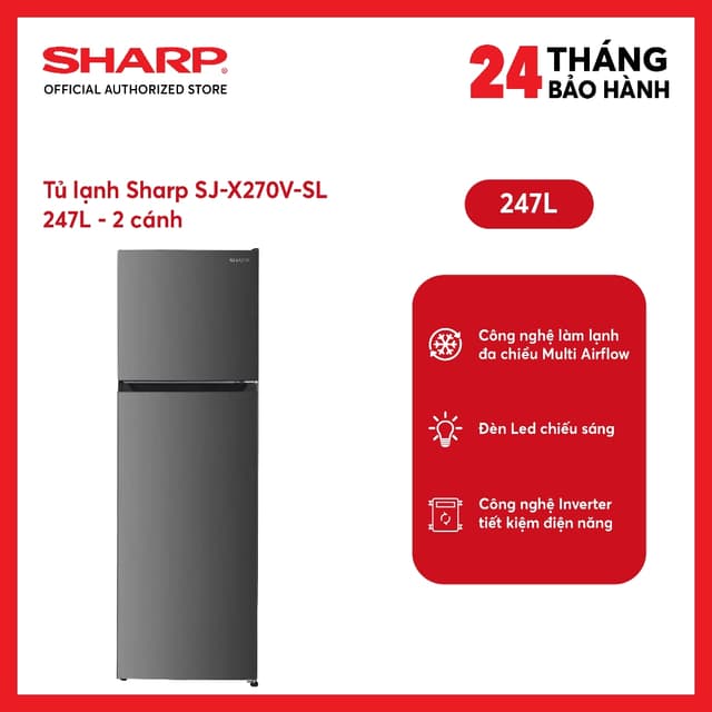 [MODEL 2026] Tủ lạnh Sharp Inverter 247 lít SJ-X270V-SL - SHOP miễn phí GIAO + LẮP HÀ NỘI - Ảnh 7
