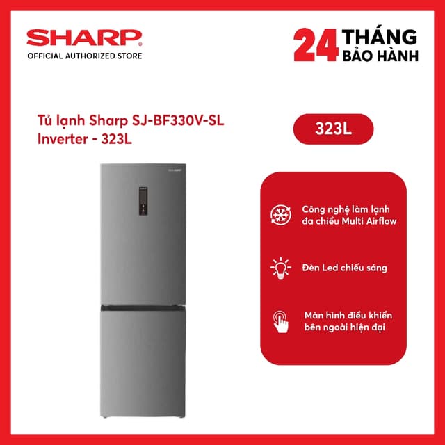 [MODEL 2026] Tủ lạnh Sharp Inverter 323 lít SJ-BF330V-SL - SHOP miễn phí GIAO + LẮP HÀ NỘI - Ảnh 7