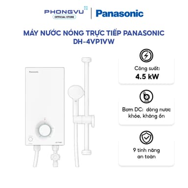 So sánh giá Máy nước nóng trực tiếp Panasonic DH-4VP1VW - Công suất 4500W, 9 Tính năng an toàn, Bơm trợ lực DC - Bảo hành 12 tháng rẻ nhất?