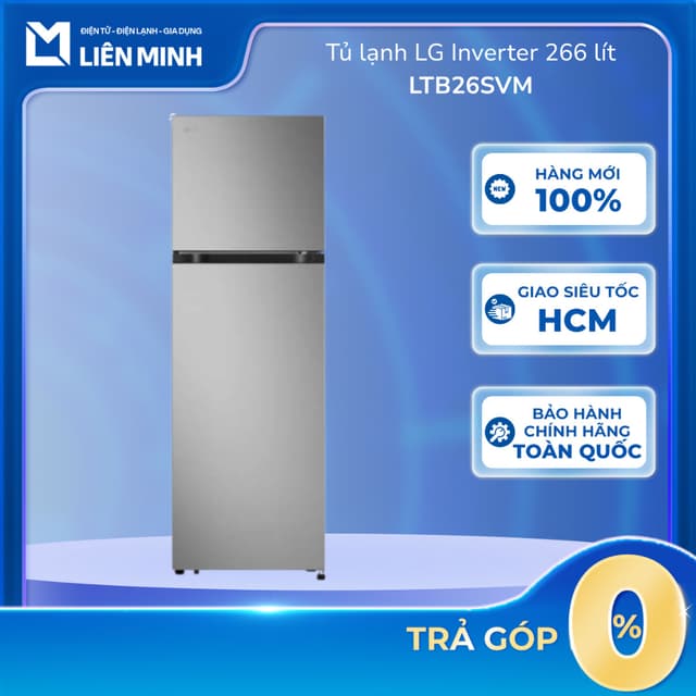 LTB26SVM - Tủ Lạnh Lg Inverter 266 Lít LTB26SVM - Tủ Lạnh 2 Cánh Màu Bạc- Bảo Hành Chính Hãng - Ảnh 10