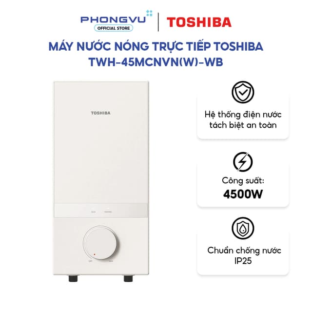 Máy nước nóng trực tiếp Toshiba TWH-45MCNVN(W)-WB - Công suất 4500W, Làm nóng nhanh, An toàn - Bảo hành 12 tháng - Ảnh 9
