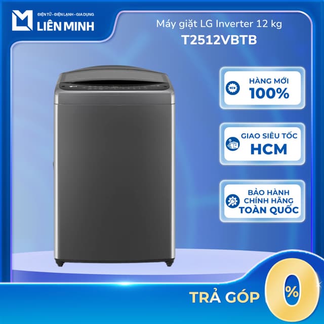 T2512VBTB - Máy Giặt Lồng Đứng LG TurboDrum Inverter 12 Kg T2512VBTB - Màu Đen [GIÁ MÁY][SHIP 0Đ HCM] - Ảnh 3