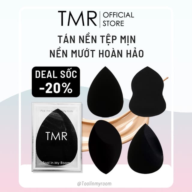 Mút Trang Điểm TMR Black chất liệu bông mút trang điểm tạo lớp nền căng bóng tự nhiên - Ảnh 8