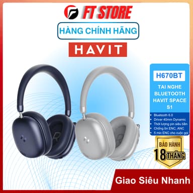 So sánh giá Tai Nghe Bluetooth Headphone Havit Space S1 H670BT Chống Ồn ENC, Pin 100H, Kết Nối 2 Thiết Bị | BH12T rẻ nhất?