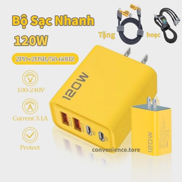 Bộ sạc nhanh PD 120W USB Type C,Củ sạc nhanh 3.1A 4 cổng,Bộ chuyển đổi 3.0 cho điện thoại,samsung - Ảnh 2