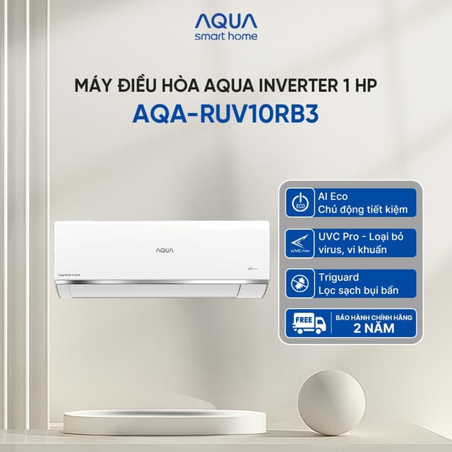 Máy lạnh / Điều hòa AQUA Inverter 1 HP AQA-RUV10RB3 - Freeship toàn quốc - Ảnh 1