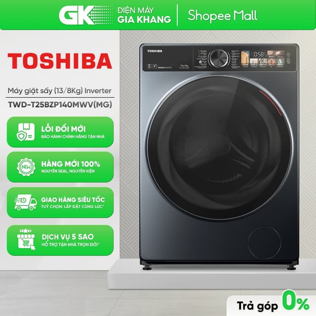 Máy Giặt Toshiba Inverter Giặt 13 Kg - Sấy 8 Kg TWD-T25BZP140MWV(MG)  [Freeship HCM] - Ảnh 6