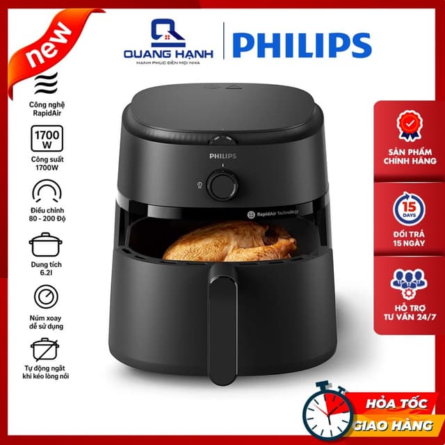 [Chính Hãng] Nồi chiên không dầu Philips NA130/00 dung tích 6.2 lít - Philips NA130 1700W - Ảnh 9