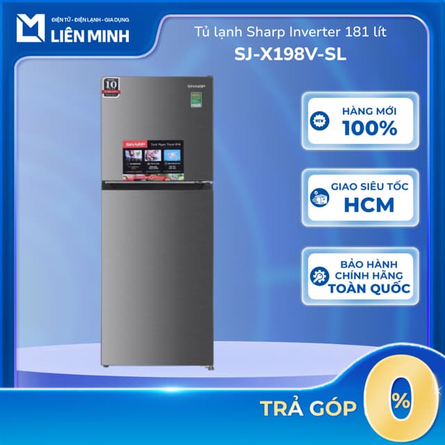 SJ-X198V-SL / SJ-X198V-DG - Tủ Lạnh Sharp Inverter 181 Lít SJ-X198V - Ảnh 2